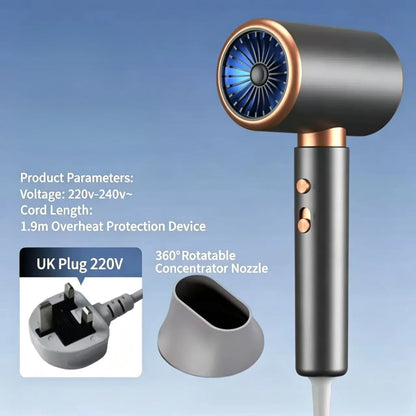 2400W High-Power 15 Second Fast Drying Negative Ion Constant Temperature Hot And Cold Air High-Speed Hair Dryer EU/US/UK Plug