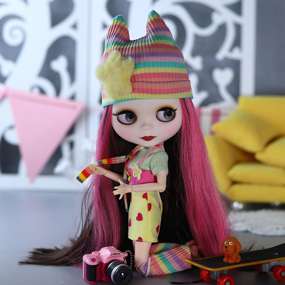 ICY DBS Blyth doll 1/6 bjd Red and Black hair series dolls nude joint body for girl gift
