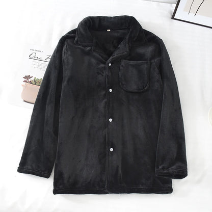 Men's Winter Thiened Long Sve Flannel Pajama Top Loose Comfortable Coral Fce Home Clothes Single Piece Nightirt