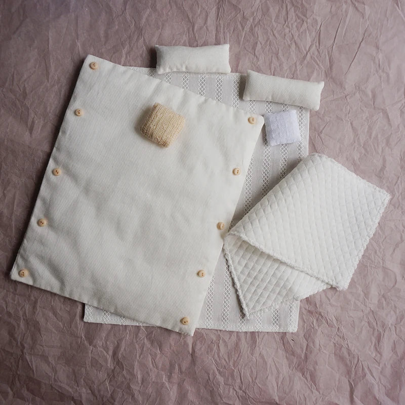 1/6 1/12 Doll House Model Furniture Accessories Cotton Bedding Set Bjd Ob11 Gsc Blyth Lol Miniature Dollhouse Sheet Quilt Pillow