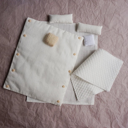 1/6 1/12 Doll House Model Furniture Accessories Cotton Bedding Set Bjd Ob11 Gsc Blyth Lol Miniature Dollhouse Sheet Quilt Pillow