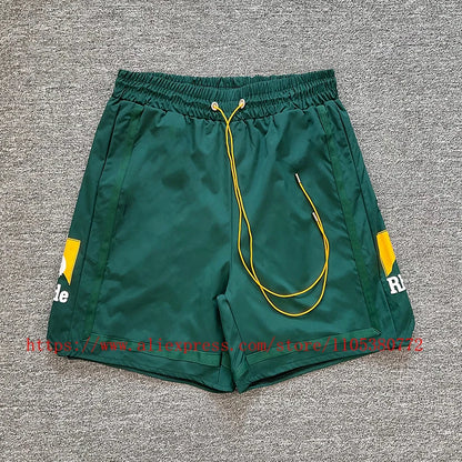 New Arrival RHUDE Print Casual Shorts Loose Street Shorts with Pockets Men's High Quality Shorts