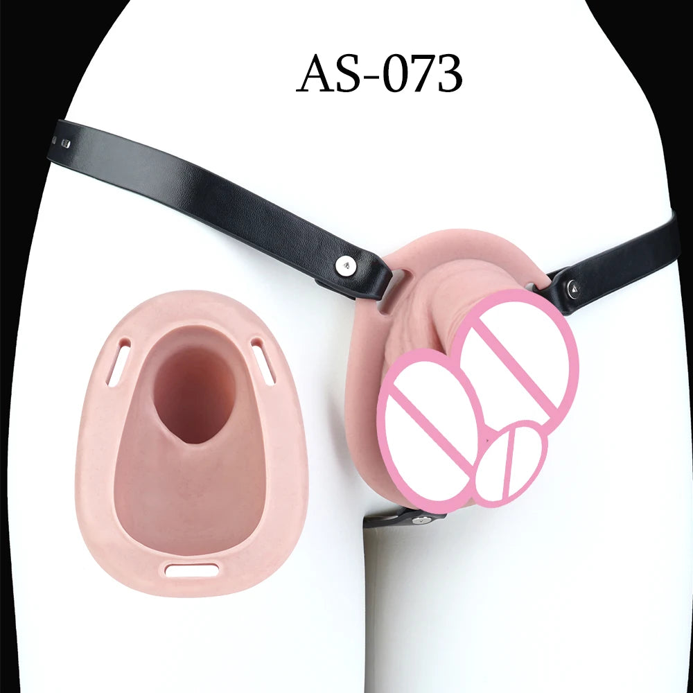 FRKO Real Skin Feel Silicone Male Chastity Cage Device Lock Bondage Belt Penis Sleeve Cock Restraint BDSM Erotic Sex Toys Men 18