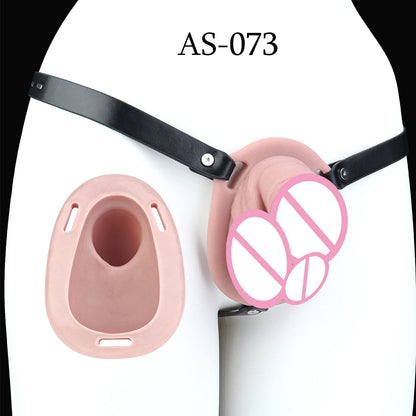 FRKO Real Skin Feel Silicone Male Chastity Cage Device Lock Bondage Belt Penis Sleeve Cock Restraint BDSM Erotic Sex Toys Men 18