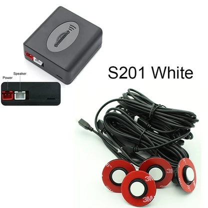 EURS Parktronic 4 sensors Car Backup Radar Parking Sensor Buzzer Detector Assistance Flat Probe System 12V Kit Universal Car Bac