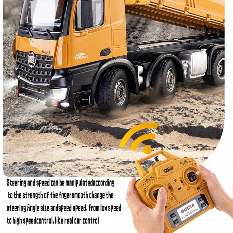 Huina 1536 Rc Legering Dump Truck 1:18 Engineering Voertuig Heftruck Zware Tractor Afstandsbediening Auto Speelgoed Voor Jongens