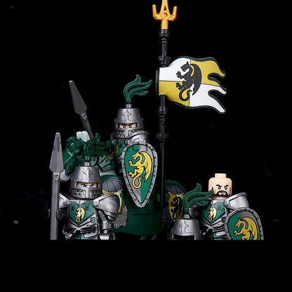 Green Dragon Raven Knights Shield Action Figures MOC Medieval Ancient Knights Scene Building Block Creative Toys for Children