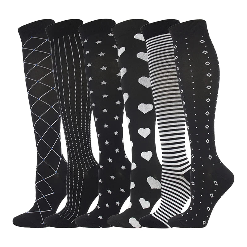 3/5/6 Pairs Compression Socks Exercise Mountaineering Running Sports Socks Elastic Medical Blood Circulation Swelling Nurse Sock