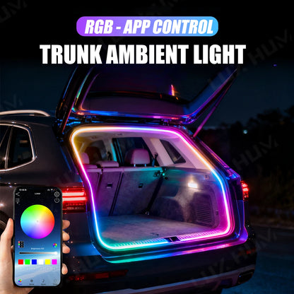 Dynamic Flowing Car Trunk Light Strip for SUV 400cm Flexible Multi-Color RGB Neon Atmosphere Light 12V App Control Ambient Lamp