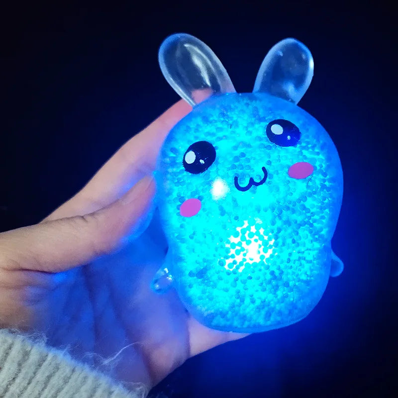 Adult Squishy Bunny Stress Balls with Light Stress Relief Toy Girls Fidget Toys Colorful Rabbit Easter Basket Stuffers