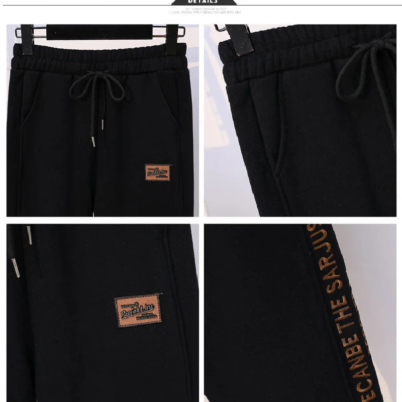 Thickened Fleece Cotton Harlan Pants Women's Casual Sports Sweatpants High Waist Elastic Bottom Leisure Trousers for All Seasons