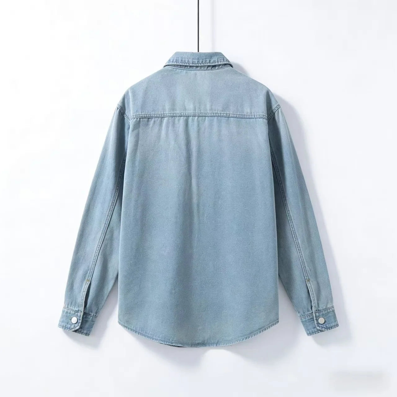 Men's Spring New American Retro Denim Non Stretch Shirt Versatile Casual Workwear Jacket Classic Style Spring Autumn Outerwear