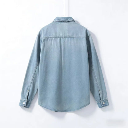 Men's Spring New American Retro Denim Non Stretch Shirt Versatile Casual Workwear Jacket Classic Style Spring Autumn Outerwear