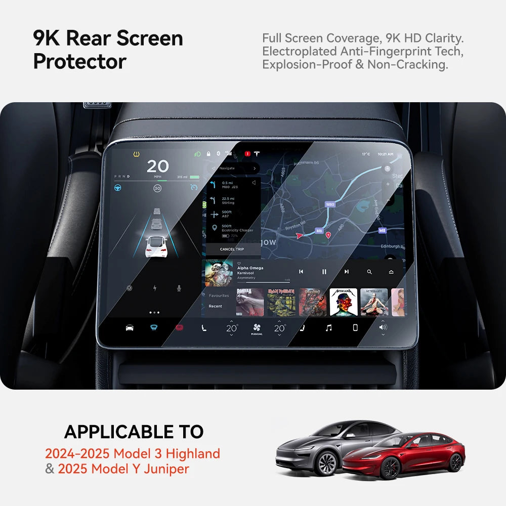 YZ Tempered Glass Film Protector For Tesla Model 3/Y/YL Highland Juniper 2025-2026 Rear Row Center Control Screen Protective