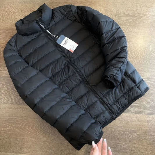 Lightweight Padded Jacket Men's Short Collar Hooded down Cotton Coat Youth Fashion Casual Cleanfit Zipper Closure  Color