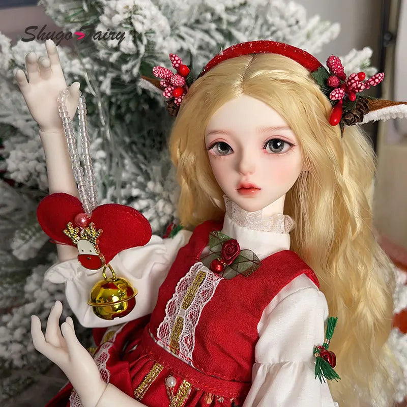 Celia Ball Jointed Doll 1/4 Christmas Fullset Ball Jointed Dolls for Red Dress Party Gift Toys Collection Shugafairy