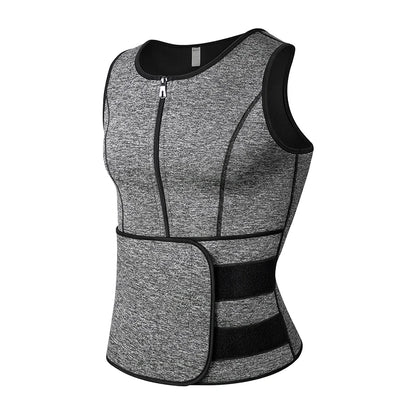 Men Neoprene Sauna Sweat Vest Waist Trainer Corset Body Shaper Zipper Slimming Tank Top Fat Burner Workout Weight Loss Shapewear