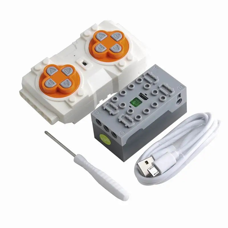 MOC Bluetooth Remote Control Set with Rechargeable Battery Box & App-Programmable Speed Control Building Blocks Motors