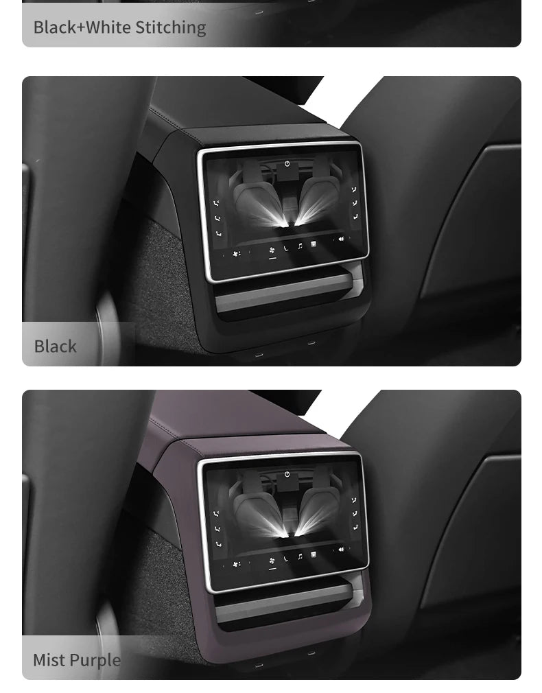 For Tesla Model 3 Highland & Model Y Juniper Rear Air Vent Cover & Leather Center Console Armrest Box Protection Car Accessories