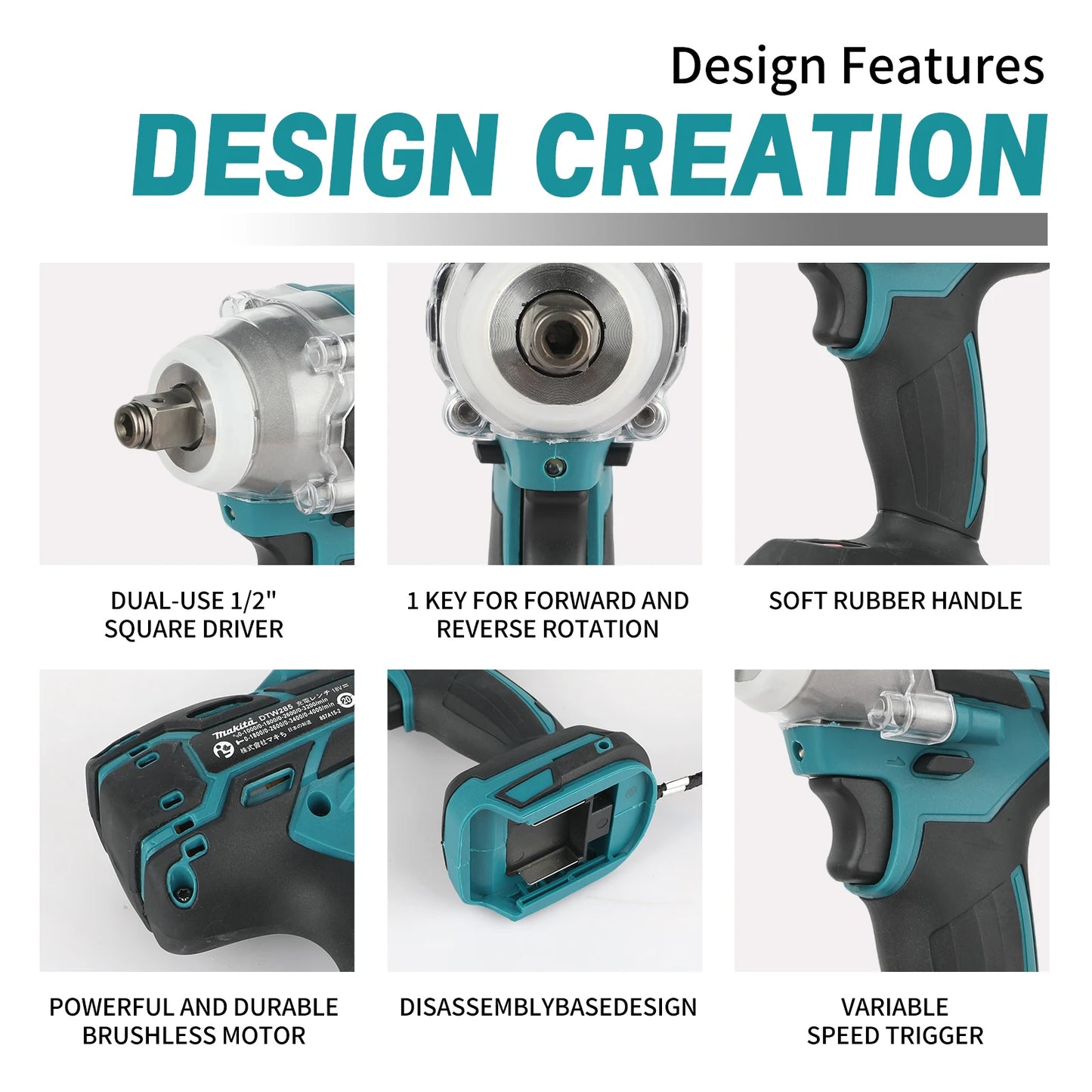 Makita DTW285 Low-Vibration Brushless Wrench For Steel Structure Installation And Factory Equipment Assembly Power Tools