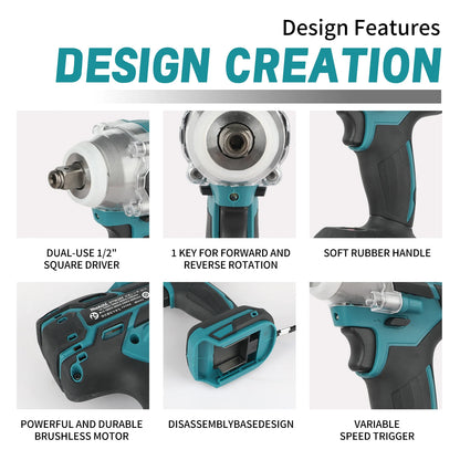 Makita DTW285 Low-Vibration Brushless Wrench For Steel Structure Installation And Factory Equipment Assembly Power Tools