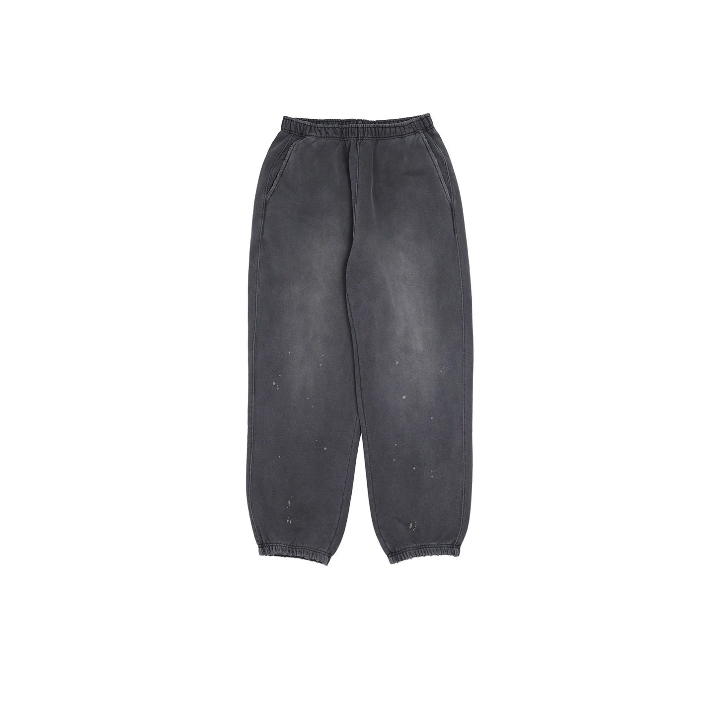 Vintage Sports Knit Sweat Pants Elastic Drawstring Splash Ink Versatile Casual Fleece Cuffed Joggers