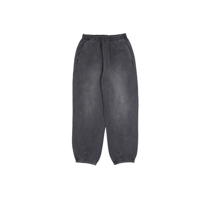 Vintage Sports Knit Sweat Pants Elastic Drawstring Splash Ink Versatile Casual Fleece Cuffed Joggers