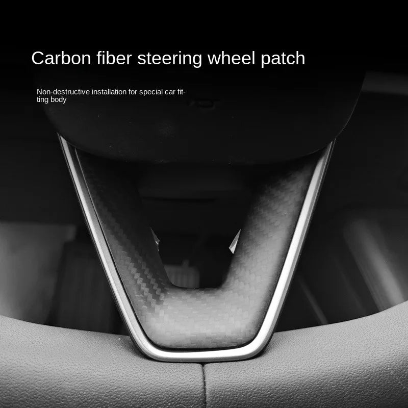 Steering Wheel Patch for Tesla Model 3+ Real Carbon Fiber Steering Wheel U-shaped Protective Cover 2025 New Model 3/Y Highland