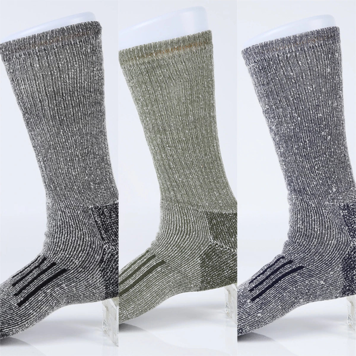 3 Pairs Hiking Socks Merino Wool for Men 80% Merino Wool Ski Socks Winter Thick Thermal Crew Socks Men Walk Warm Anti-Odor
