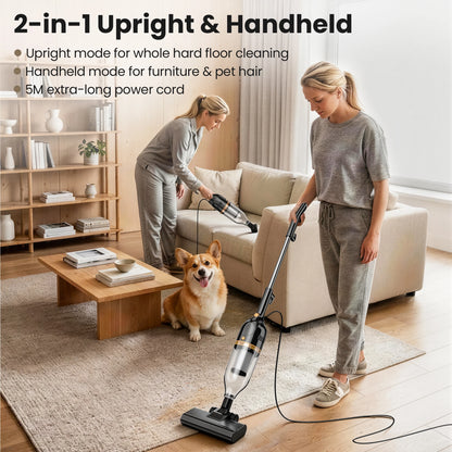 INSE R7 Corded Vacuum Cleaner 600W Powerful Handheld Stick Vacuum 3 in 1 Lightweight Vacuum Cleaners for Carpet Floor Pet Hair