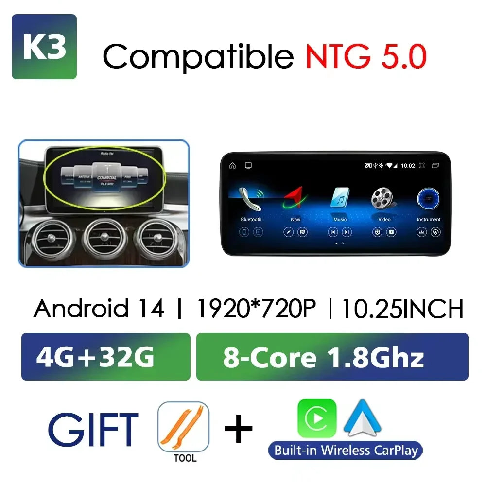 Android Auto Wireless CarPlay For Mercedes Benz C Class W205 GLC X253 V W446 Car Multimedia Navigation GPS DSP Qualcomm 680