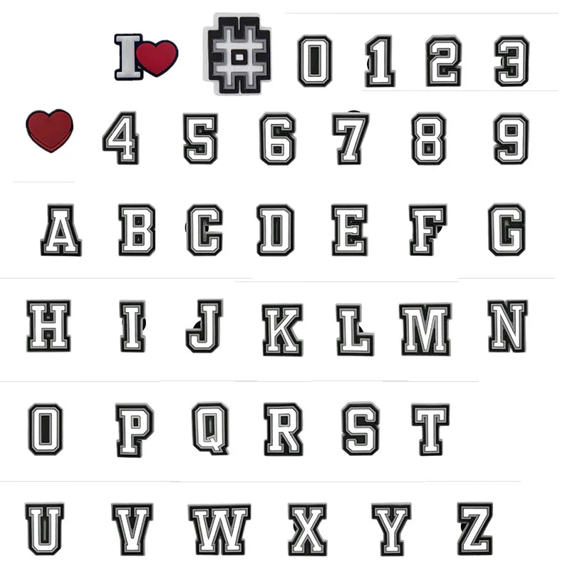 1-39PCS Letter Angle Number Good Quality Shoes Charms DIY PVC Shoe Bag Accessories For Wristband Pendant Decoration Party Gifts