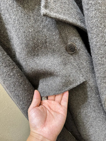 Fashion Winter Male Short Style Turn Down Collar Jacket Loose Fit Double Breasted Trench Coat Long Sleeves Pocket Warm Overcoat