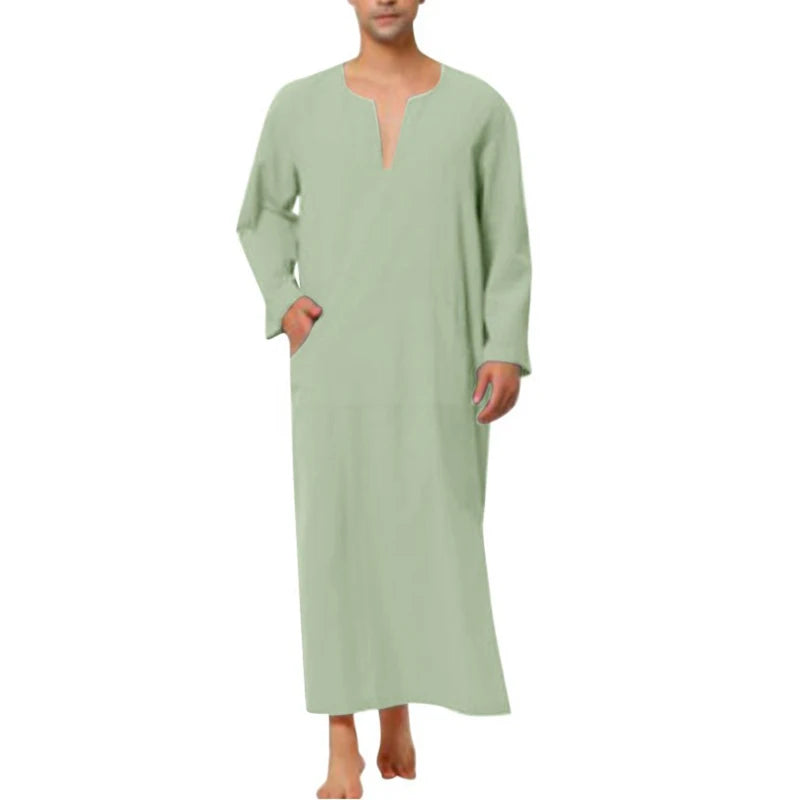 Arabic Style Minimalist Short/Long Sleeve Men's Muslim Robe Abaya Islamic Men Clothing Fashion Muslim Sets Saudi Caftan Abayat
