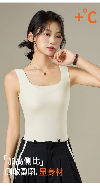 M-2XL For 40-75kg German Velvet Thermal Tank Top Women With Chest Pad Autumn and Winter Thickened Seamless Underwear
