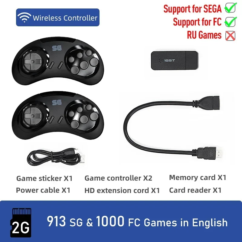 DATA FROG 16Bit Retro Game Stick HDMI-compatible Wireless Handheld Game Console Built-in 900+ Retro Classic Games For Home TV