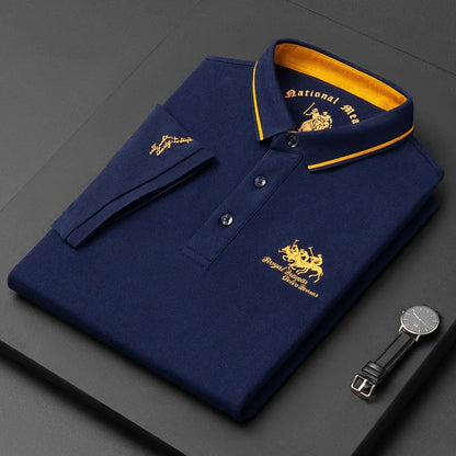 Quality Man Short-Sleeved Polo Shirt Lapel Button Embroidery British Style Summer New Golf T-Shirt Business Casual Men'sClothing