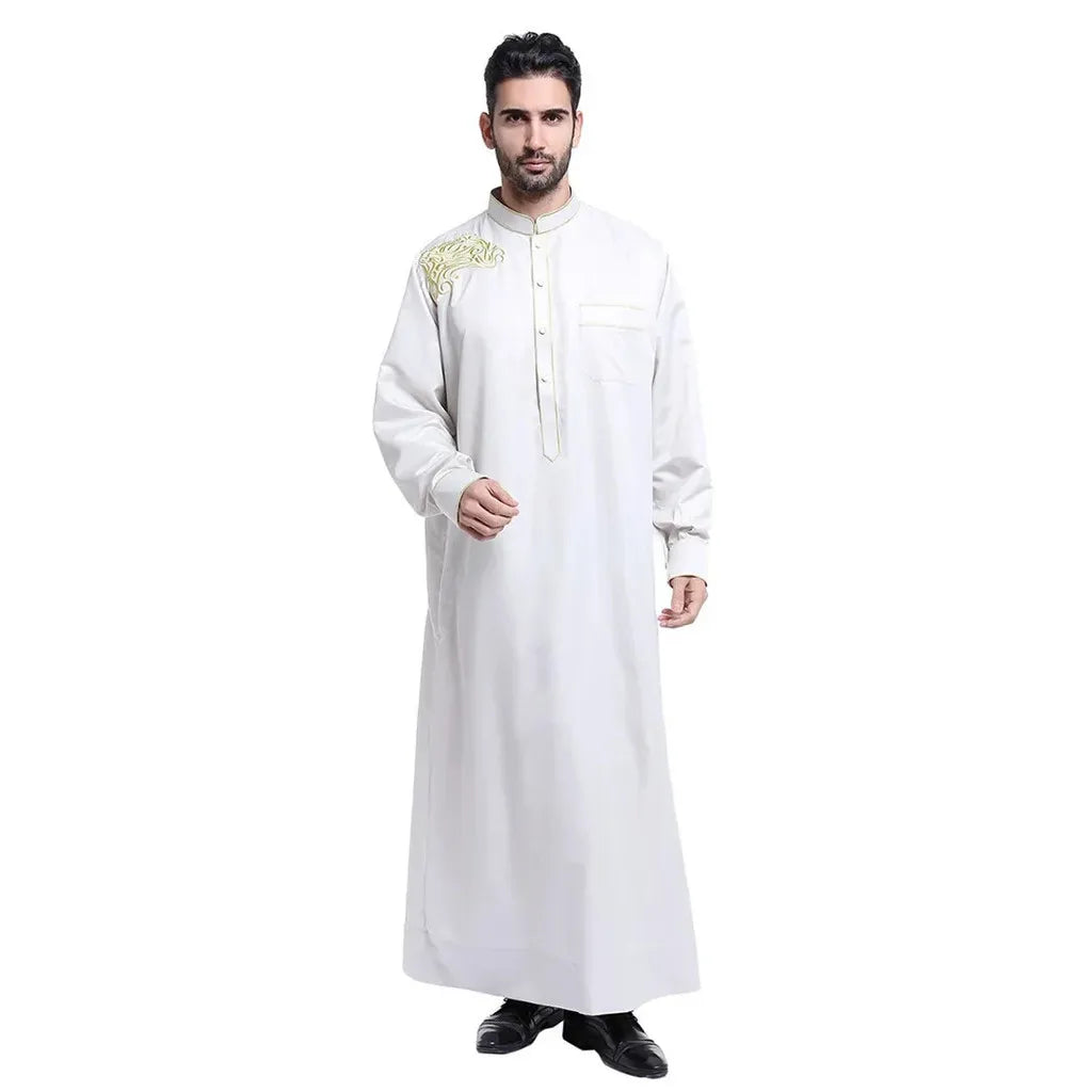 Traditional Muslim Men Jubba Thobe Islam Clothing Ramadan Abaya Thawb Long Robe Saudi Musulmane Caftan Jubah Dubai Arabic Dress