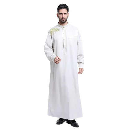 Traditional Muslim Men Jubba Thobe Islam Clothing Ramadan Abaya Thawb Long Robe Saudi Musulmane Caftan Jubah Dubai Arabic Dress