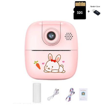 Kids Instant Print Camera Thermal Printed Camera Children Digital Camera Video Toy Birthday Gift 32G Memory Card