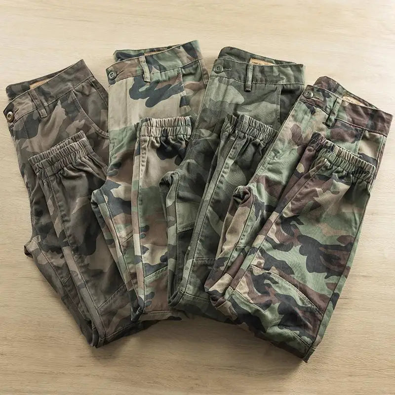 Pure Cotton Camouflage Workwear Trousers Men's Loose Fit Multi-Pocket Wear-Resistant Autumn Winter Fashion Brand Long Pants