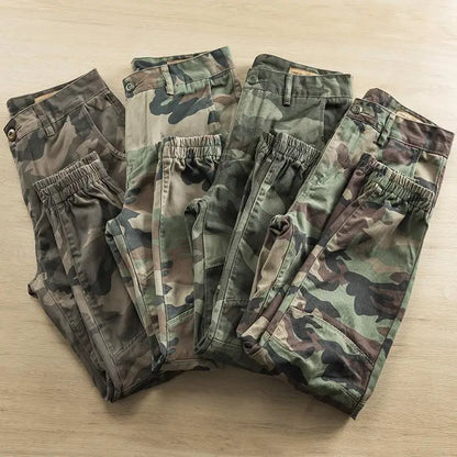 Pure Cotton Camouflage Workwear Trousers Men's Loose Fit Multi-Pocket Wear-Resistant Autumn Winter Fashion Brand Long Pants