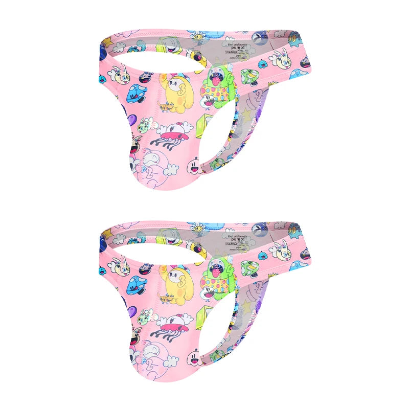 1/2/3PCS Man Thongs Underwear Hot Sale Modal Graffiti Printed Sexy Men Underpant Quick Dry Slip Panties Jockstrap Men's Thongs