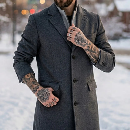 New Men's Casual Suit Jacket Autumn Winter Warm Outdoor Overcoat Single Breasted Trench Coat Street Men's Woolen Blend Jacket