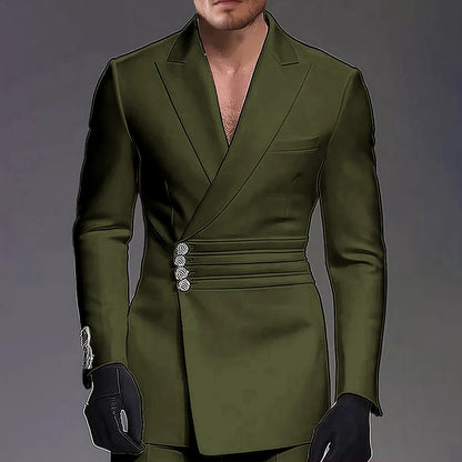 Wedding-ready Slim-fit Men Suit 2 Pieces(Jacket+Pants) Groom Suit Single-breasted Peak-lapel Formal Set for Elegance Custom