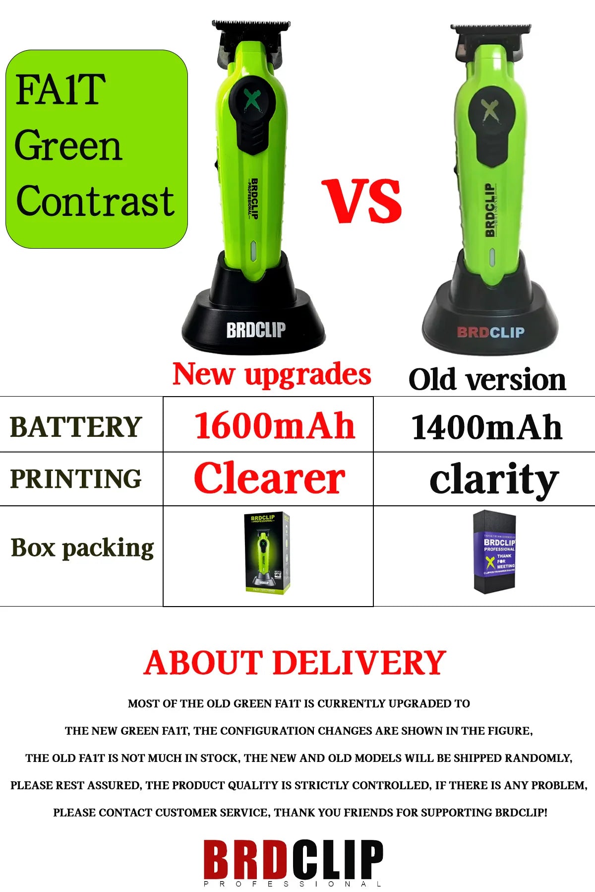 New 2026 BRDCLIP FA1T Green Professional Hair Trimmer Barber Carving Gradient Finish Machine Electric Clipper with Charger Stand