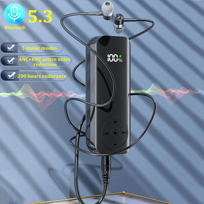 Bluetooth 5.3 Receiver Adapter Wireless Audio Adapter 3.5mm AV/AUX Jack ANC+ENC Active Noise Reduction Reciever For Car PC