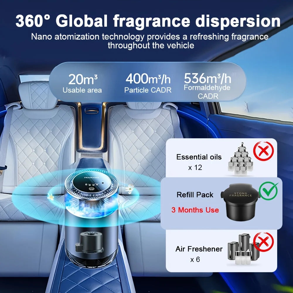Smart Car Air Aromatherapy Diffuser Rechargeable Car Air Freshener Cloud Mist With Sound Pickup Lamp RGB Light Auto Interior