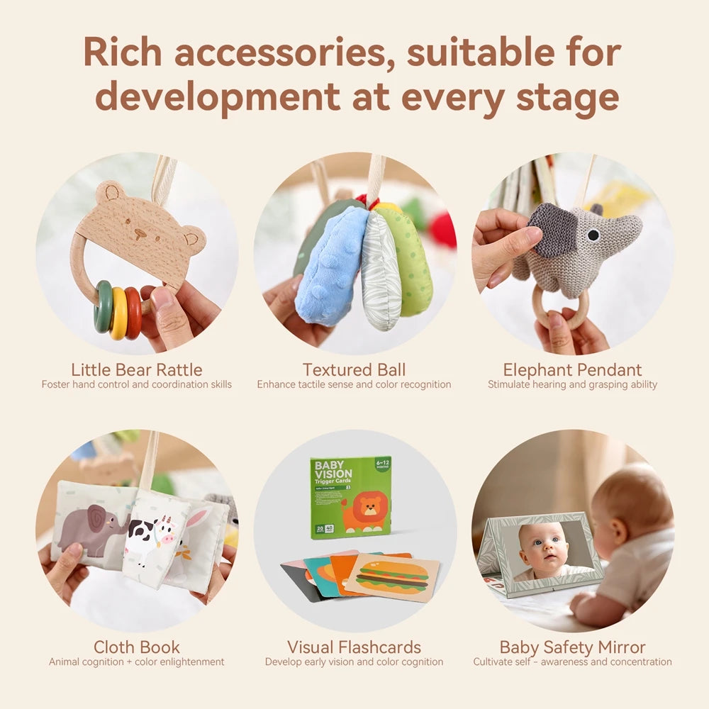 1Set Play Gym Frame Baby Activity Wooden Fitness Frames Play Gym Mobile Baby Accessories Rattle Toy Baby Room Decoration Newborn