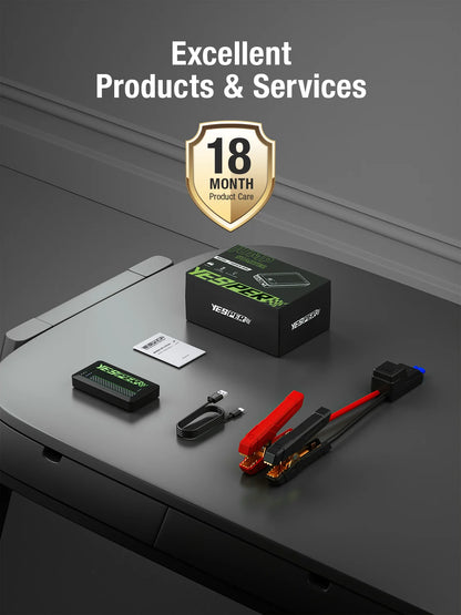 YESPER 1500A Car Jump Starter——0.7lb Mini Portable, Built-in 12000mAh, Power Bank Function, for 7.0L Gas/5.5L Diesel